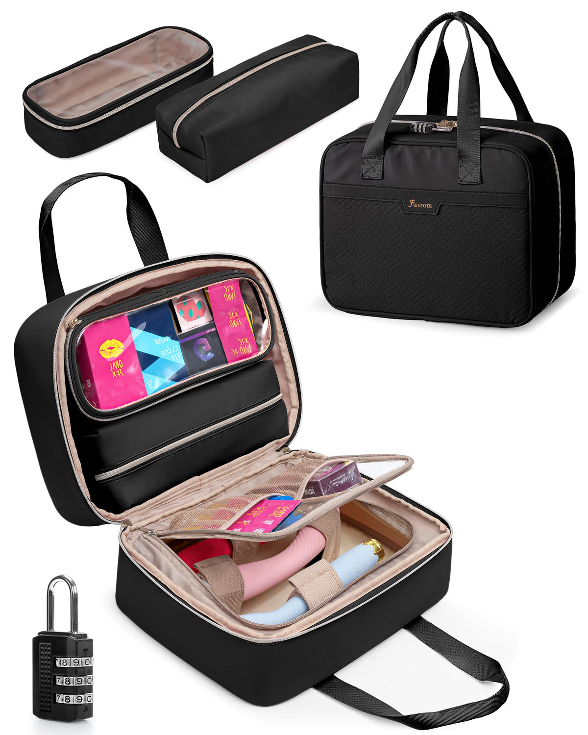 Fasrom discreet bag with lockable zipper for private storage on the go.