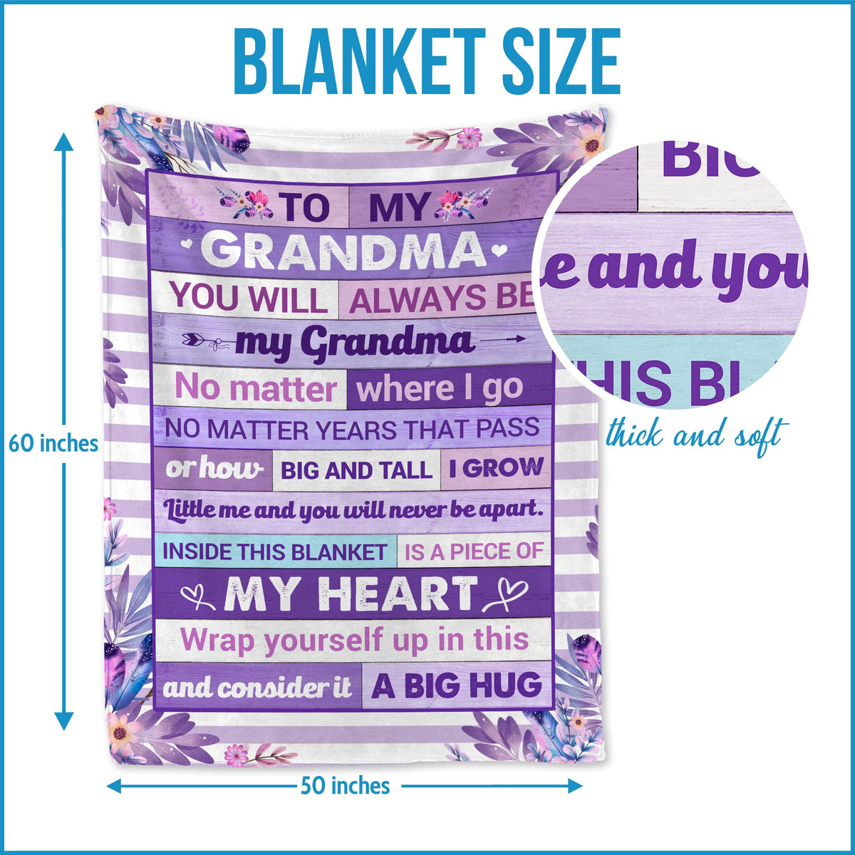 Fastpeace grandma blanket purple floral design ideal for gifting.