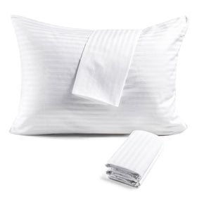 FAUNNA 600TC pillow protector in white four-pack, ideal for hotel-grade bedding.