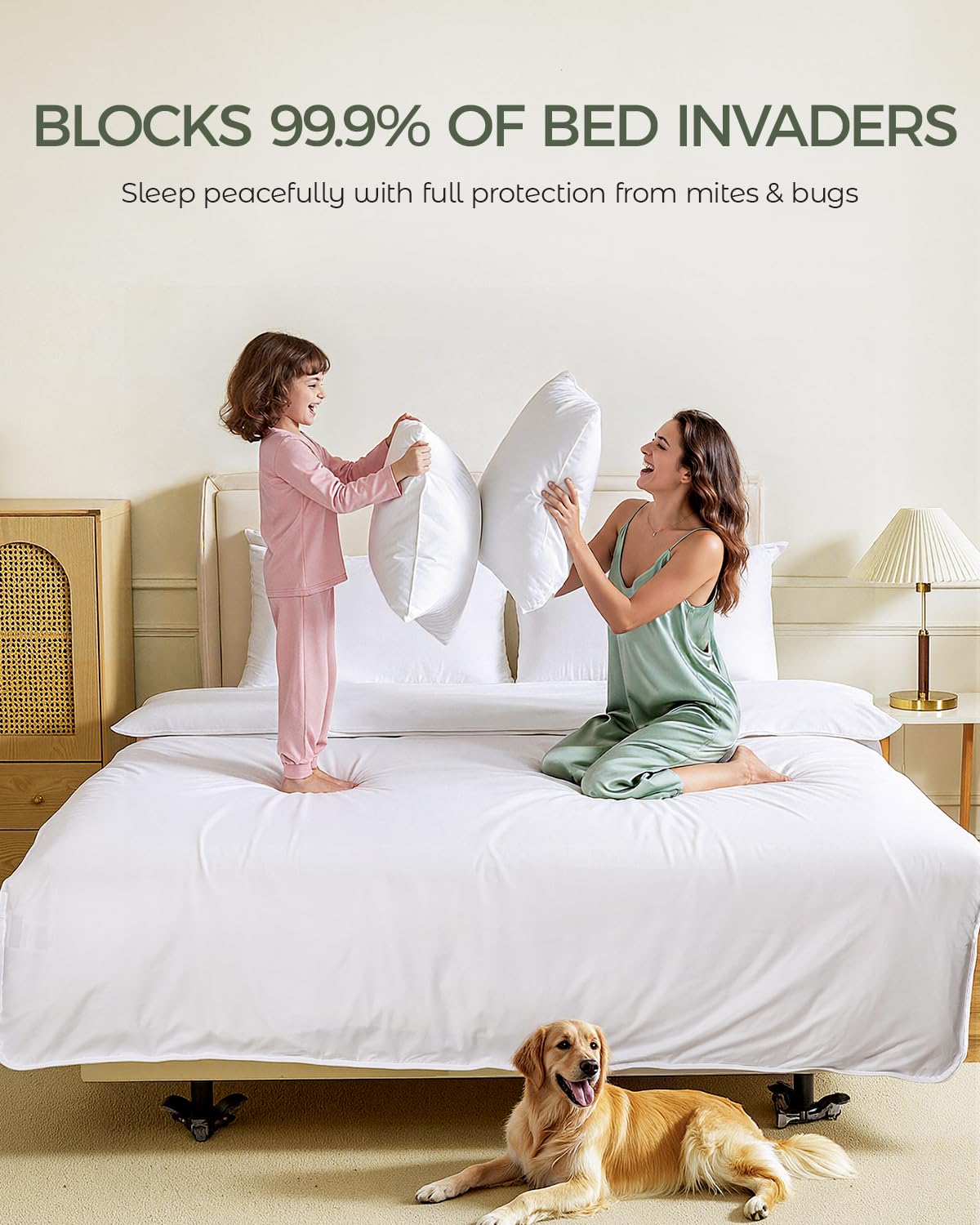 FAUNNA machine-washable pillow protectors simplify care and maintain protection.