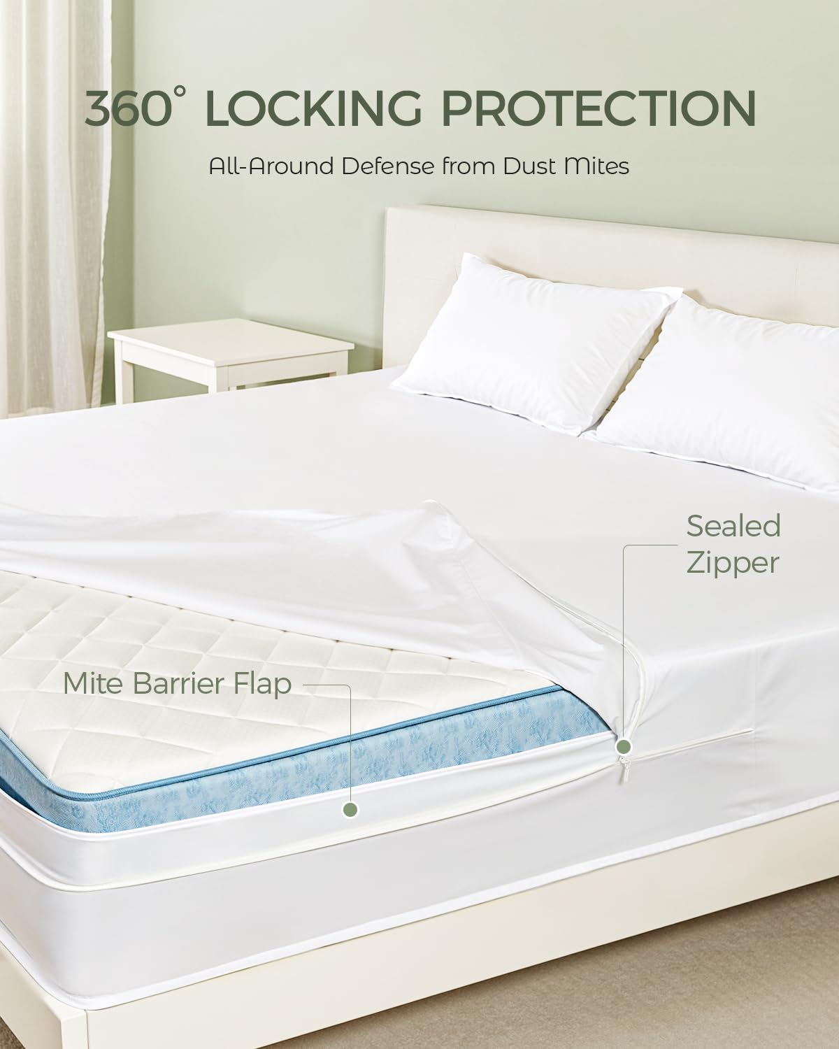 FAUNNA encasement with tight weave blocks dust mites effectively.