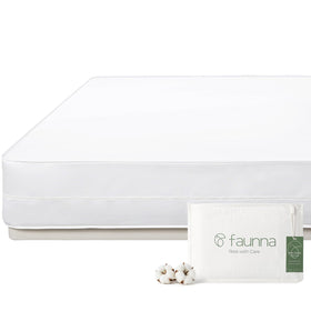 FAUNNA mattress encasement top view shows breathable cotton sleeping surface