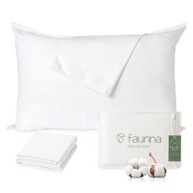 FAUNNA pillow protectors with zipper close-up for smooth, quiet nightly use.