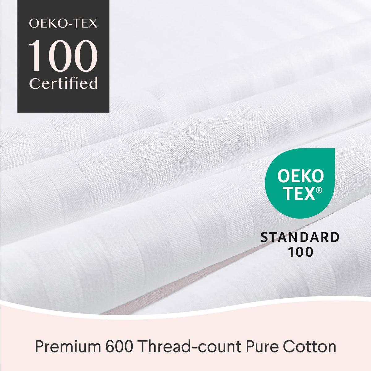 FAUNNA 600TC close-up showing silent zipper for quiet, unobtrusive pillow protection.