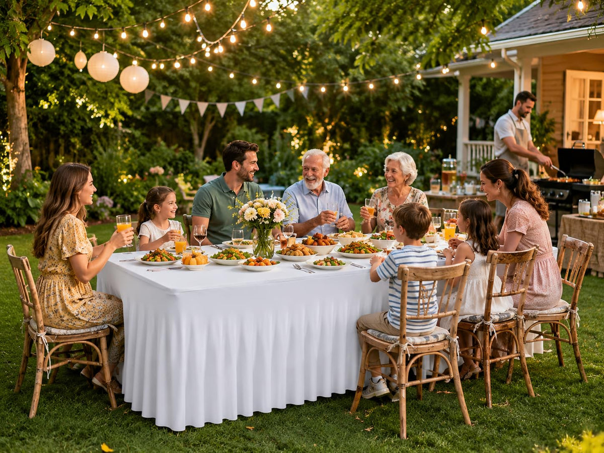 FAVE white tablecloth crisp wrinkle-free finish ready for use