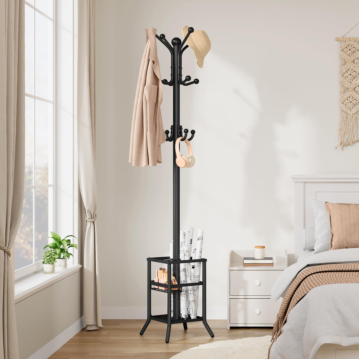 FAVOOSTY height-focused image showing 72.44 inch coat rack.
