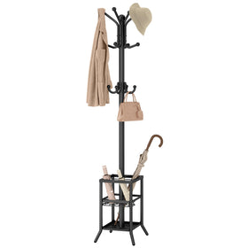 FAVOOSTY coat rack full view with 12 hooks for organized entryways.