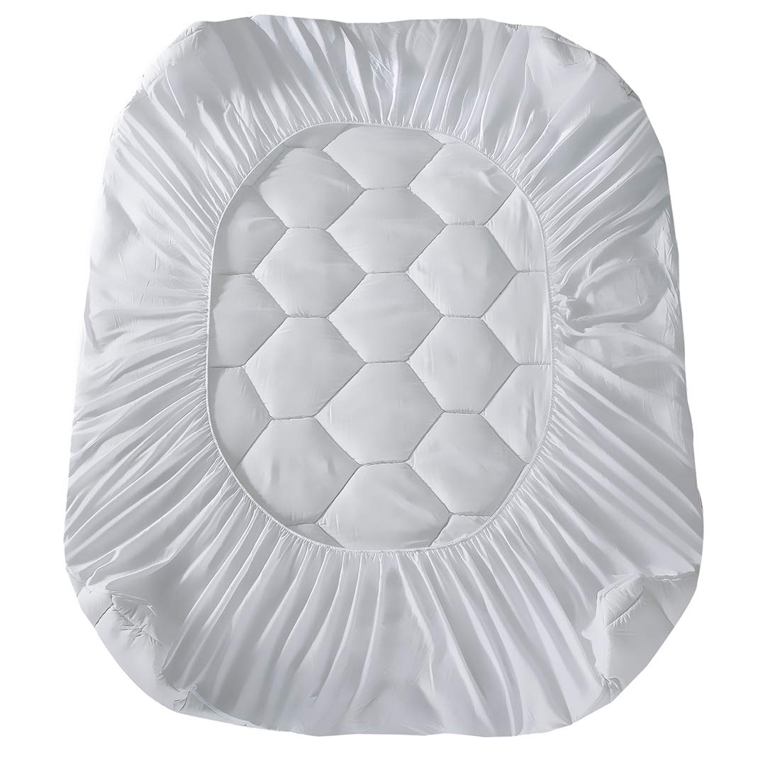 Dorm-room setup with Favorland mattress pad in clean white.