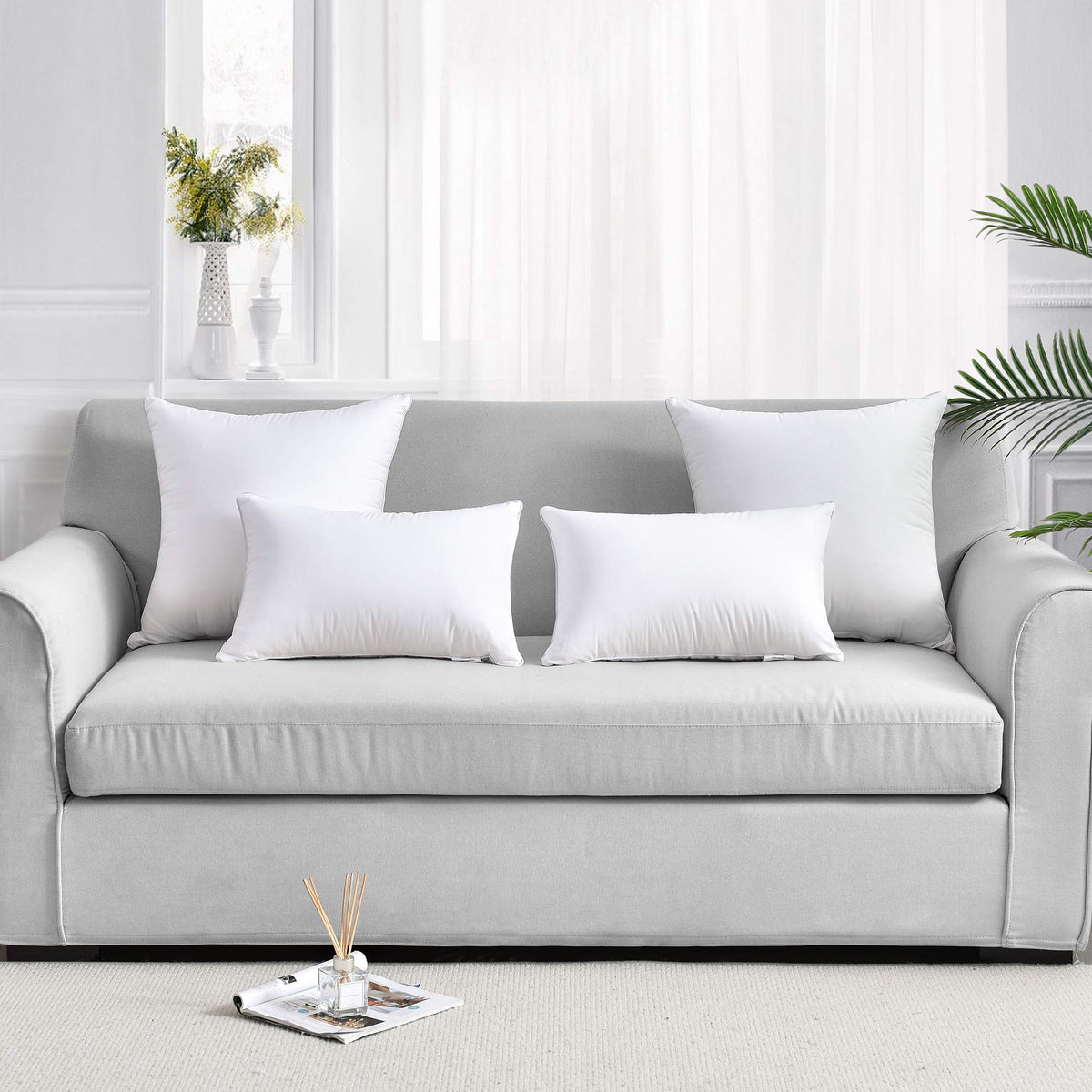 FAVRIQ pillow insert with 3D polyester filling demonstrates plush resilience.