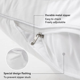 Favriq 3D polyester filling delivers down-like support with a dust-free feel.