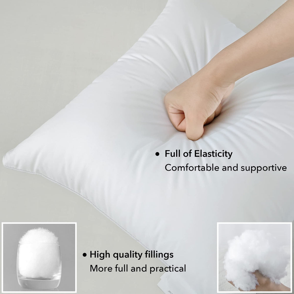 Favriq pillow inserts provide soft head and back support.