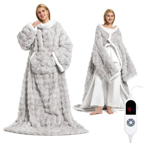 FAYKONCEN wearable heated blanket with sleeves delivers hands-free warmth.