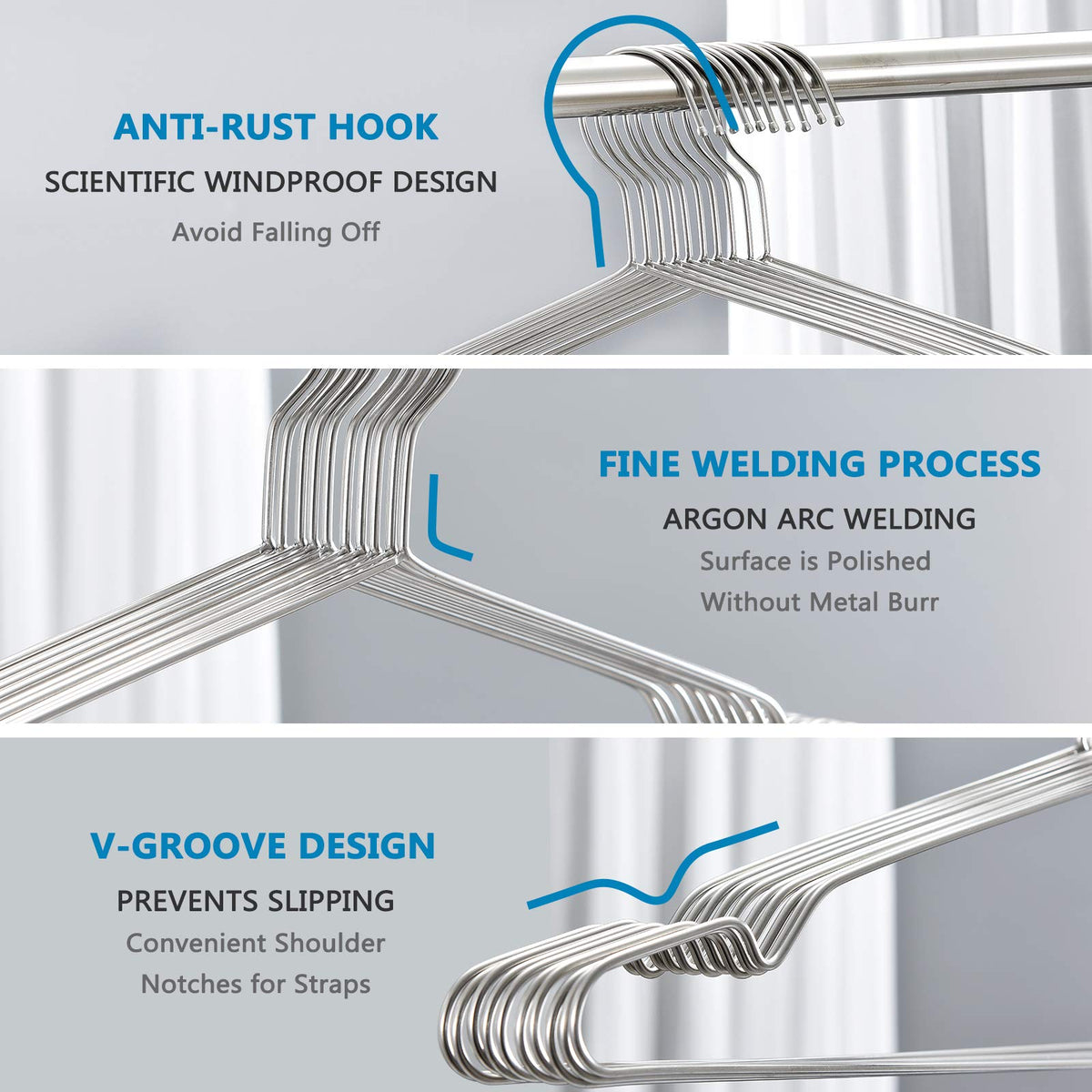 Fayleeko heavy-duty stainless steel hangers for heavier garments