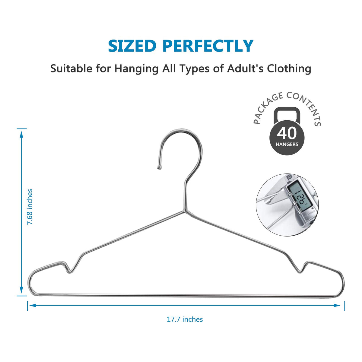 Fayleeko space-saving wardrobe hangers with slim profile shown in closet