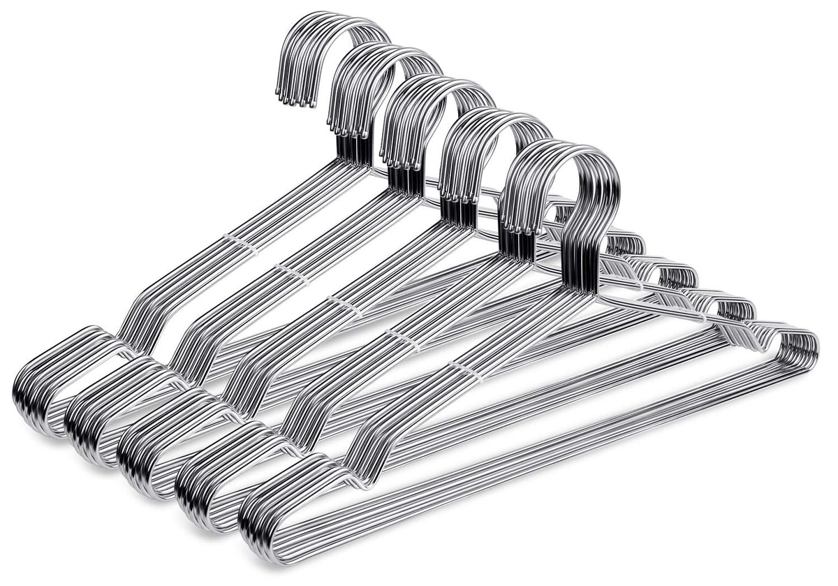 Fayleeko wire hangers 50-pack in stainless steel for durable closet organization
