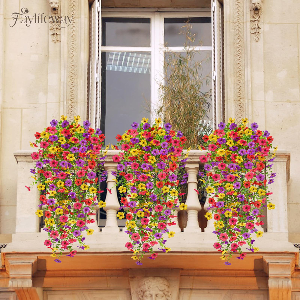 Faylifeway 29.5 inch length hanging flowers ideal for standard baskets.