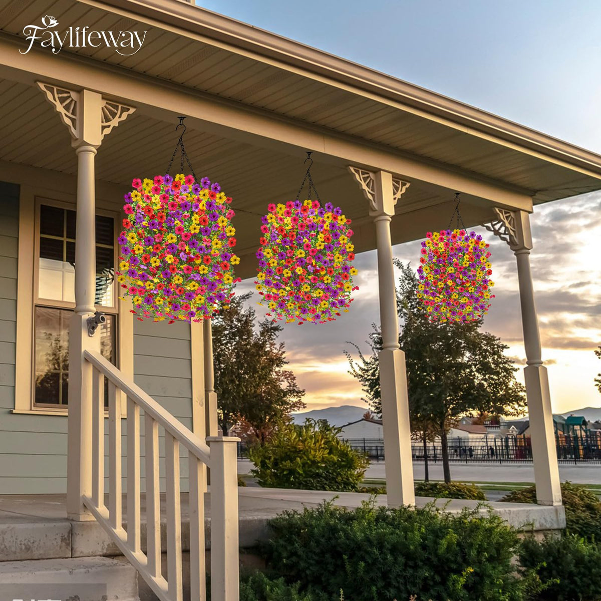 Faylifeway realistic petals and green vines blend with real greenery.
