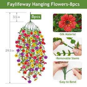 Faylifeway artificial hanging flowers with a 7-branch cascade for a lush display.