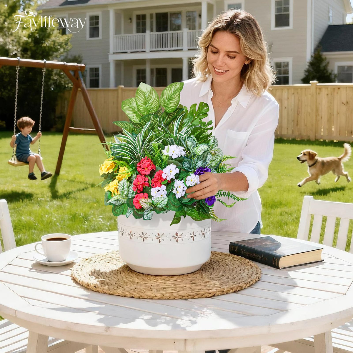 Faylifeway privacy-friendly faux greenery fills yard spaces
