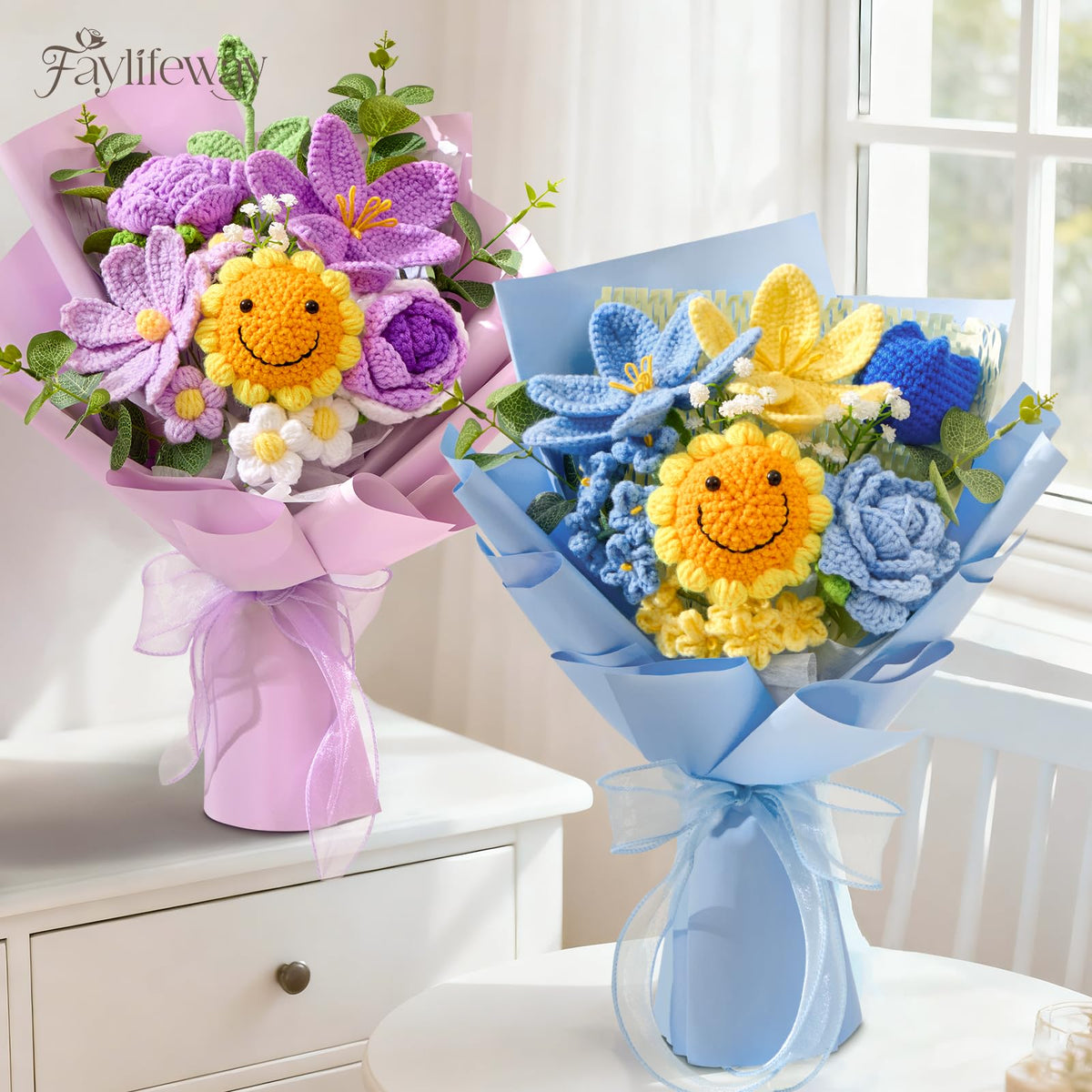 Faylifeway 16.5-inch tall bouquet stands as a striking table centerpiece
