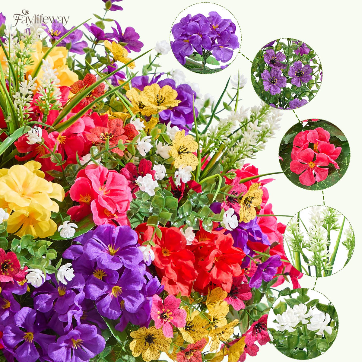 Faylifeway garden accents deliver year-round color on patios.