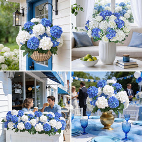 Faylifeway 12-heads arrangement blends with real plants for natural look.