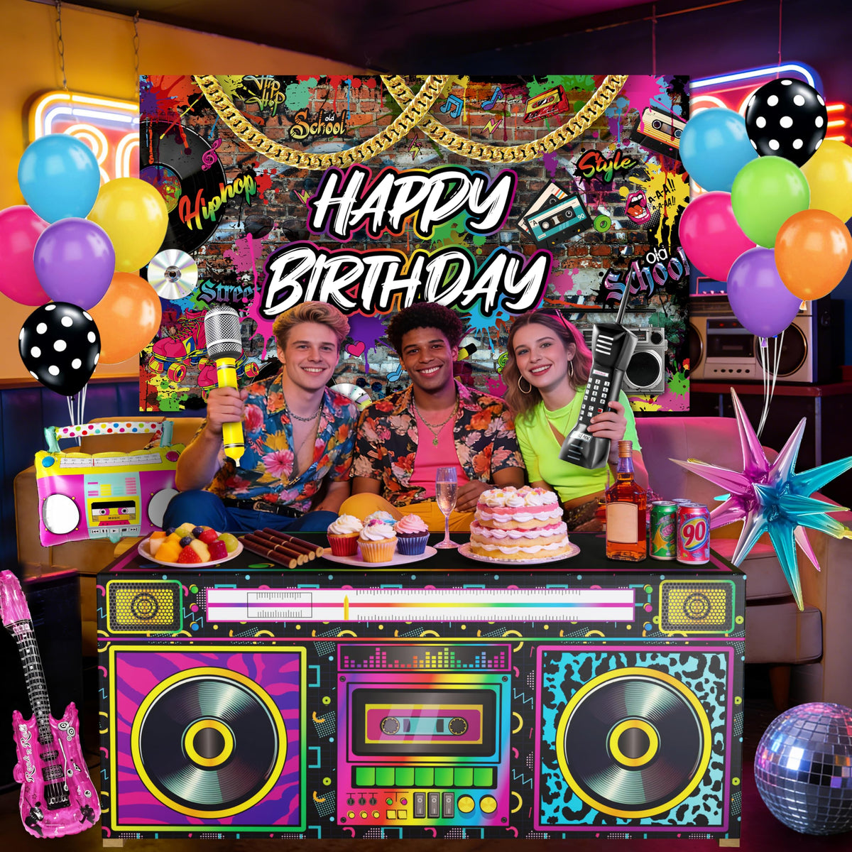 Fayoo guitar foil balloon accents retro music vibe for photos