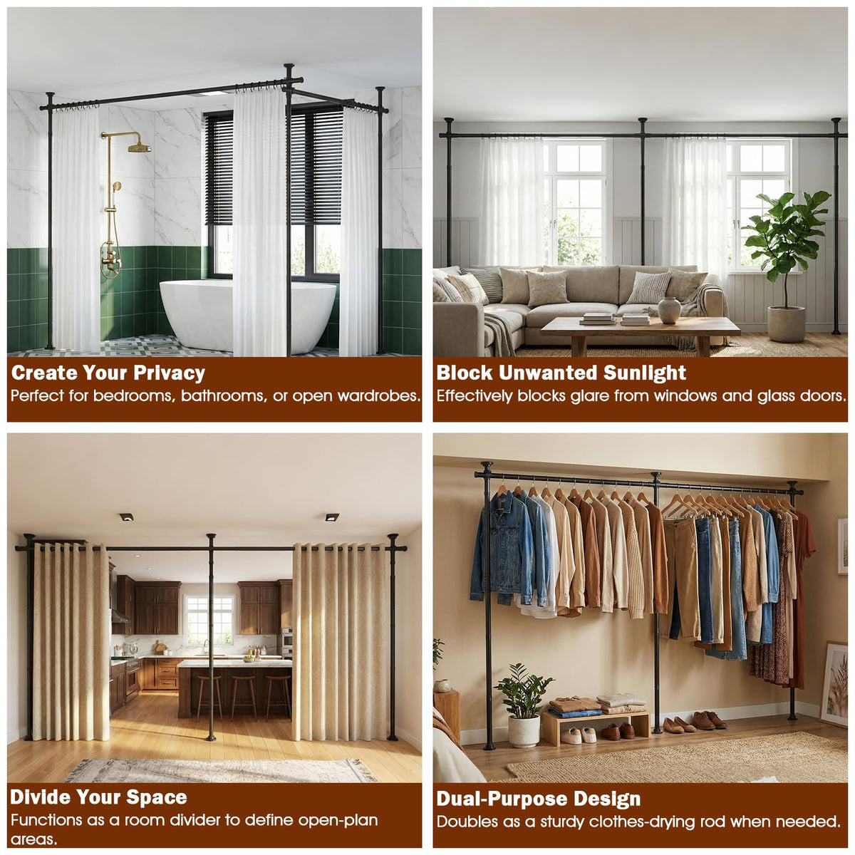 Product display emphasizing curtains not included with Fazlino