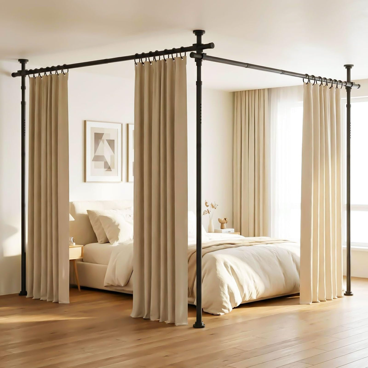 Fazlino Room Divider assembly demonstration for drill-free setup