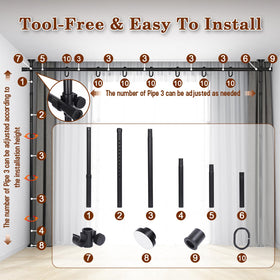 Tool-free tension-mount installation on a wall surface
