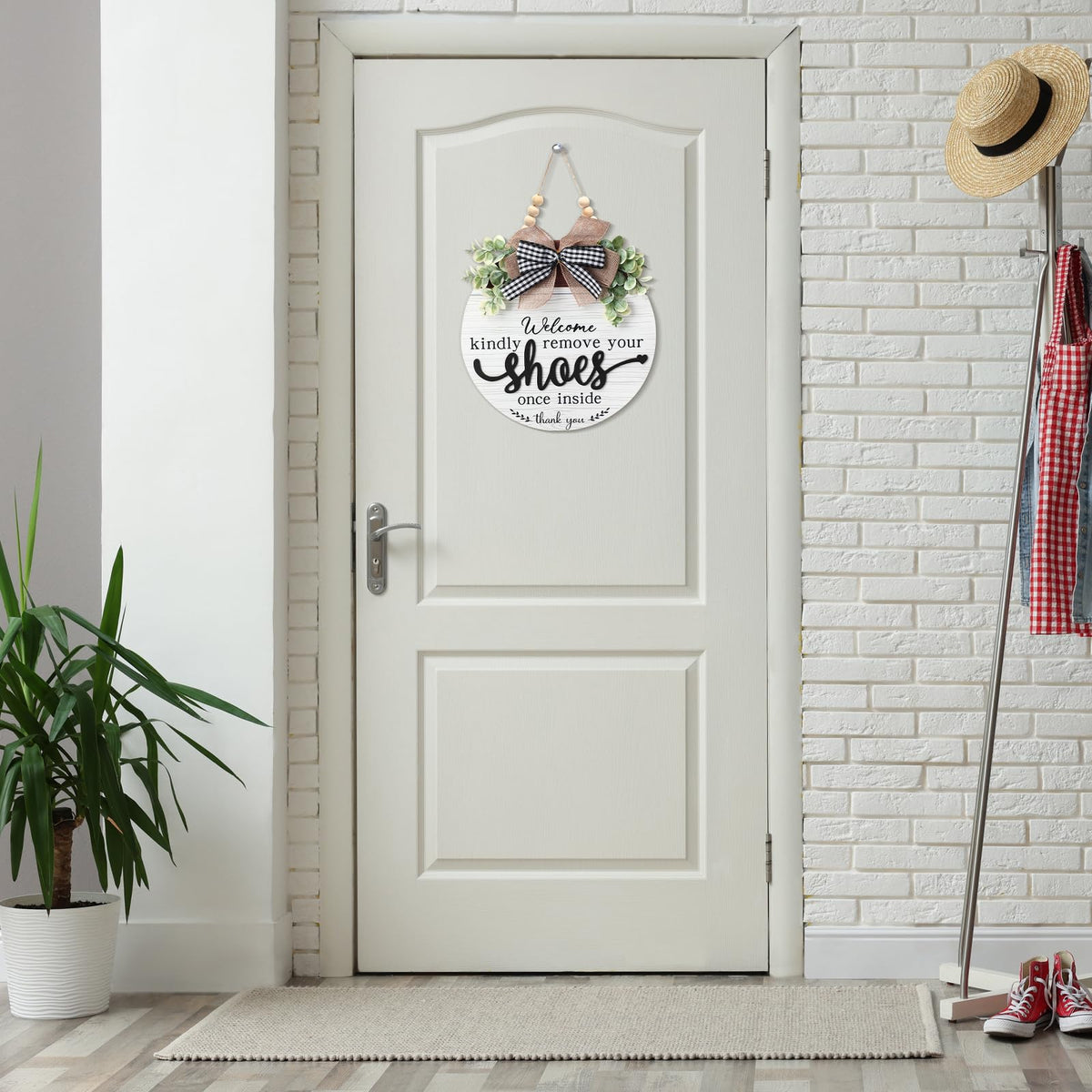 FBOUPYU white floral wreath sign complements modern farmhouse entrances