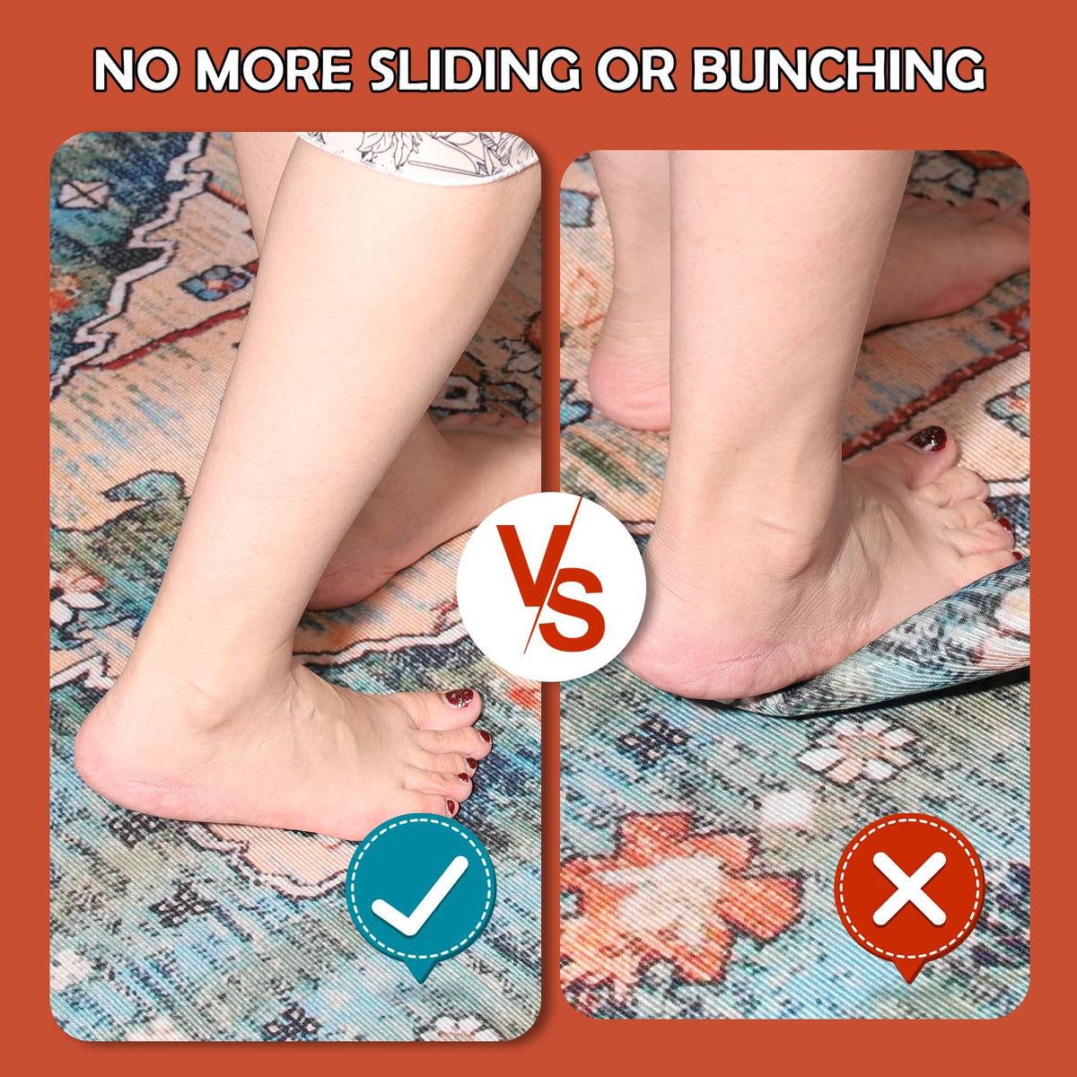 Fchuswty cut-to-fit design makes trimming easy for any rug size.