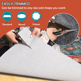 Fchuswty rug pad placed on hardwood showing slip resistance