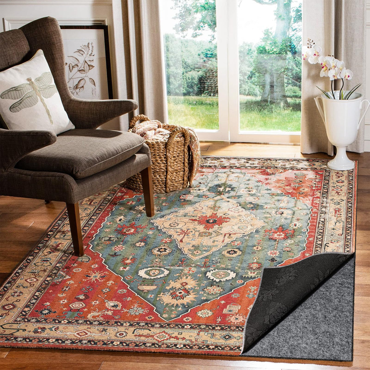 Fchuswty rug pad preventing wrinkles and buckling on rug
