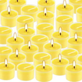 Fclayvts 8-hour tealight burns steadily outdoors for evenings