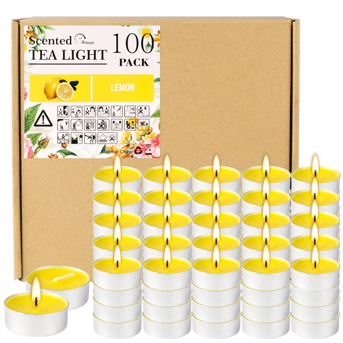 FCLAYVTS lemon-scented tealights in a pack for fresh ambience