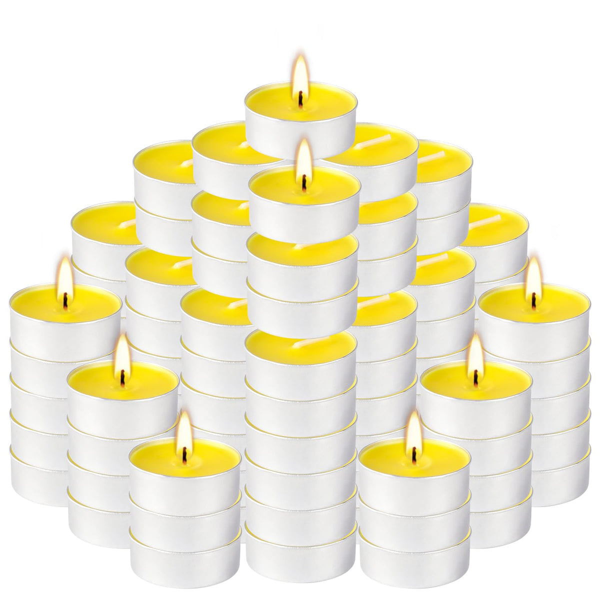 FCLAYVTS yellow tealights on table as decorative lighting