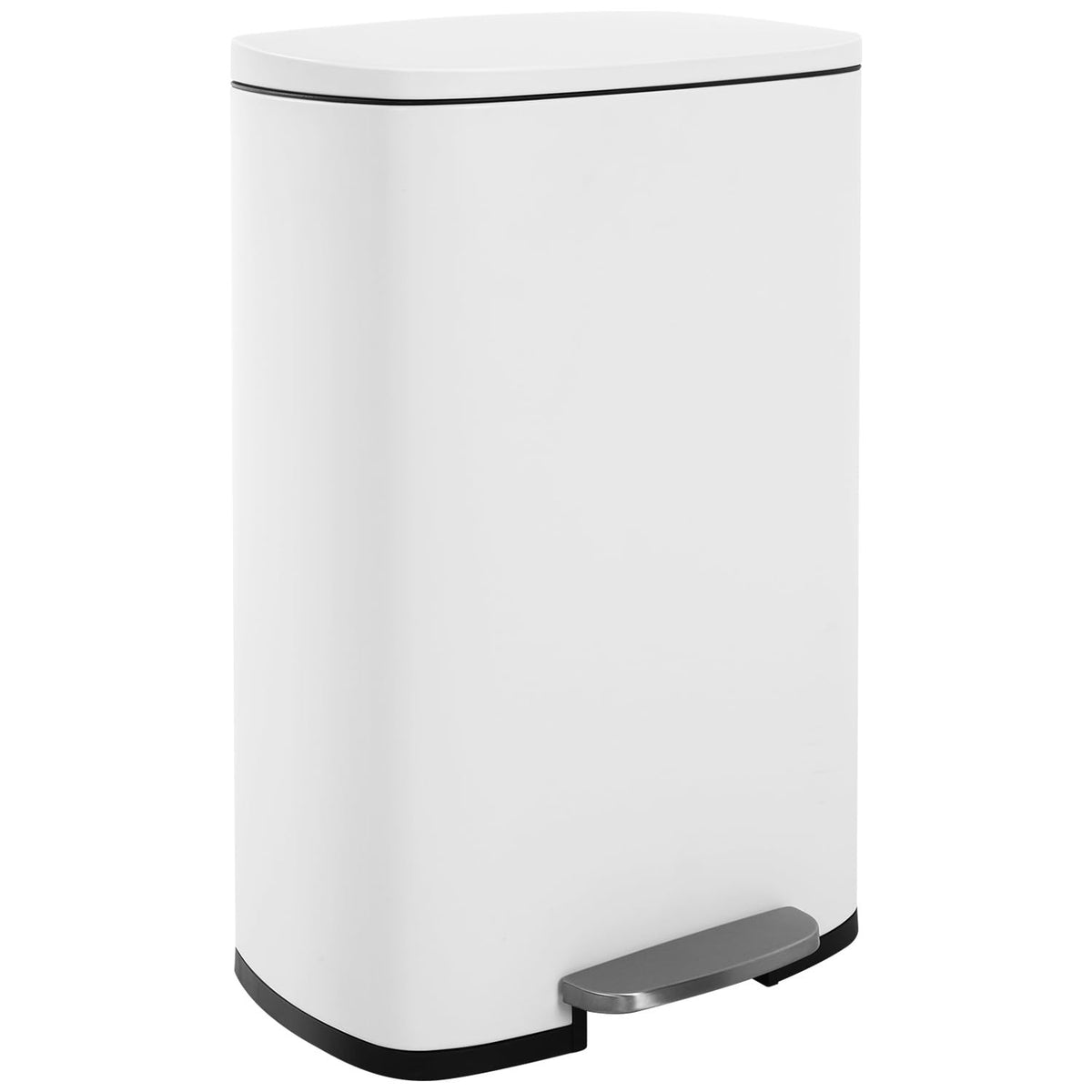 FDW 13-gallon trash can with lid, front view, fingerprint-proof steel for a clean kitchen.
