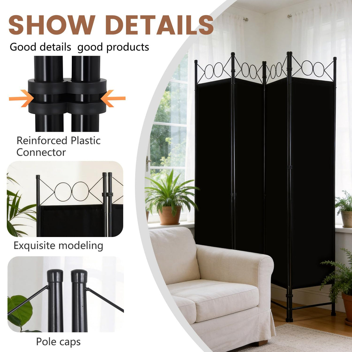 FDW foldable and portable partition folds flat for easy storage
