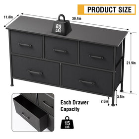 FDW 5-Drawer Dresser can function as TV stand or bedside storage.