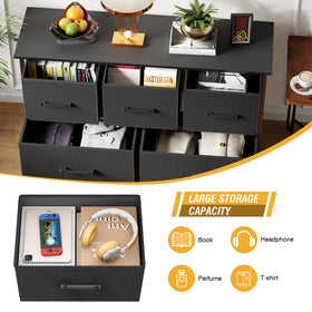 FDW 5-Drawer Dresser wooden top supports up to 80 lbs for versatile use.