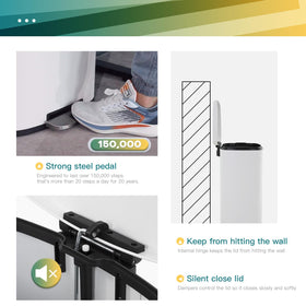 FDW brushed stainless steel trash can, fingerprint-proof finish, easy wipe-down.