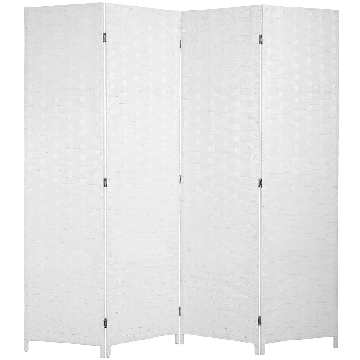FDW four-panel white wood screen room divider for versatile space separation.
