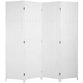 FDW four-panel white wood screen room divider for versatile space separation.