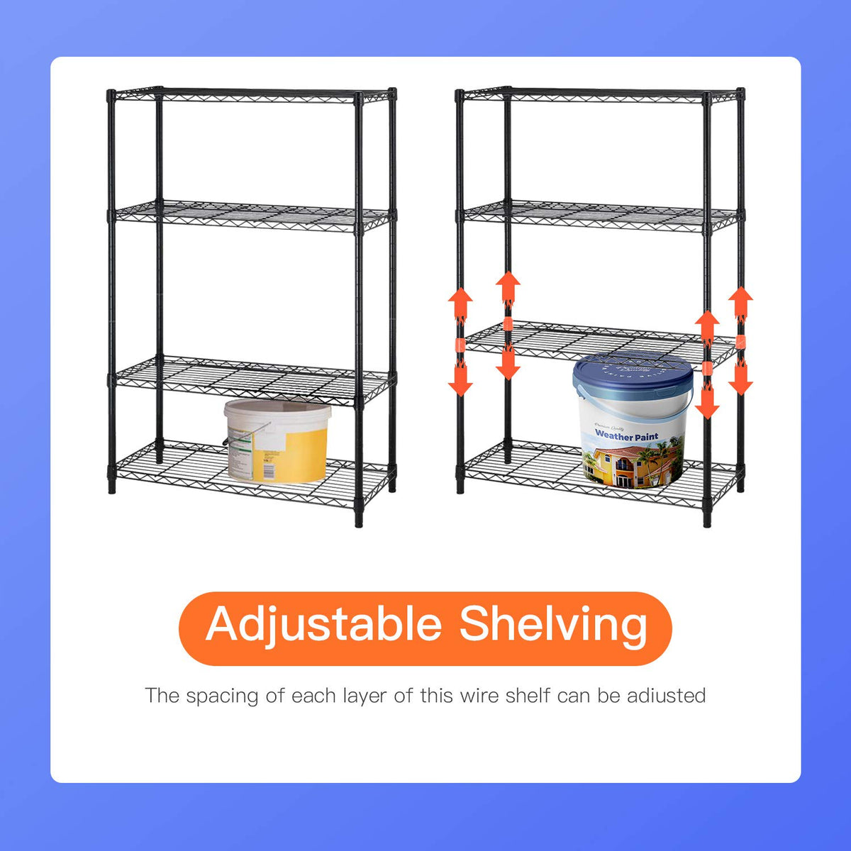 FDW versatile shelving suitable for kitchen, pantry, and laundry organization.