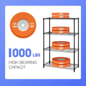FDW heavy-duty metal shelving in a garage setting demonstrates high weight capacity.