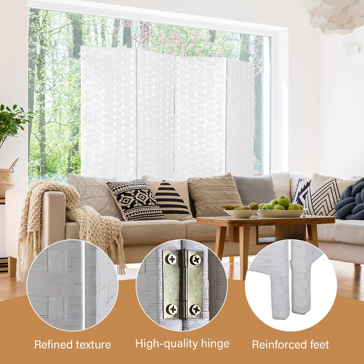FDW portable room divider, lightweight and easy to reposition.
