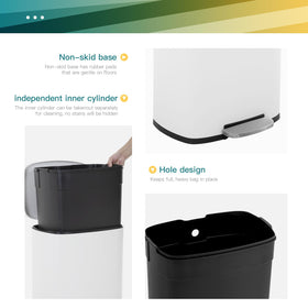 FDW soft-close lid trash can, quiet operation for home and office use.