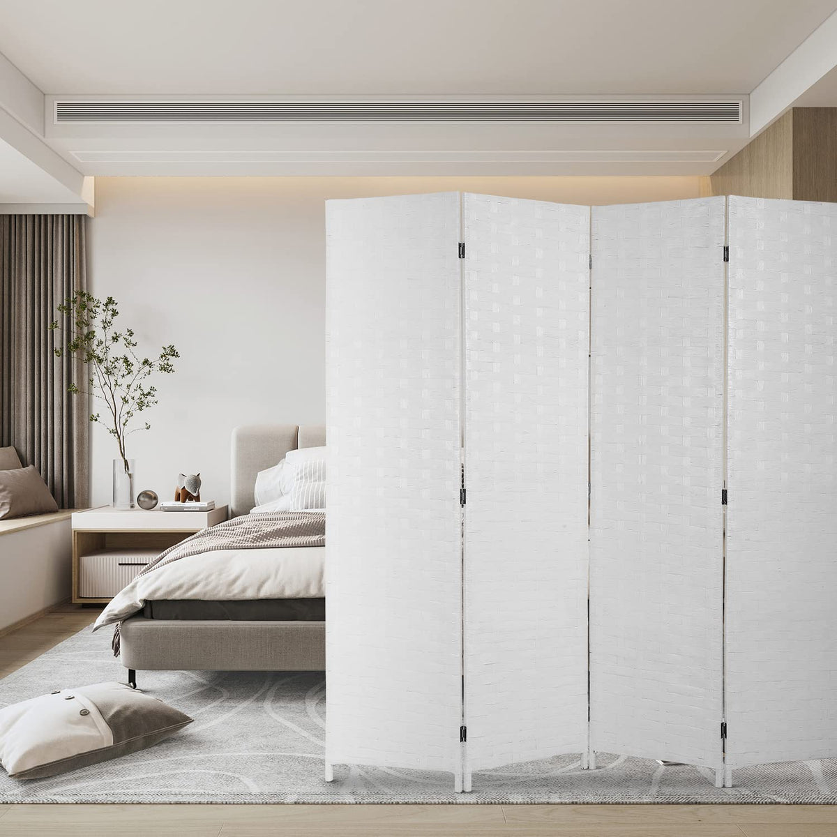 FDW wood mesh design panel open view for flexible room layout.