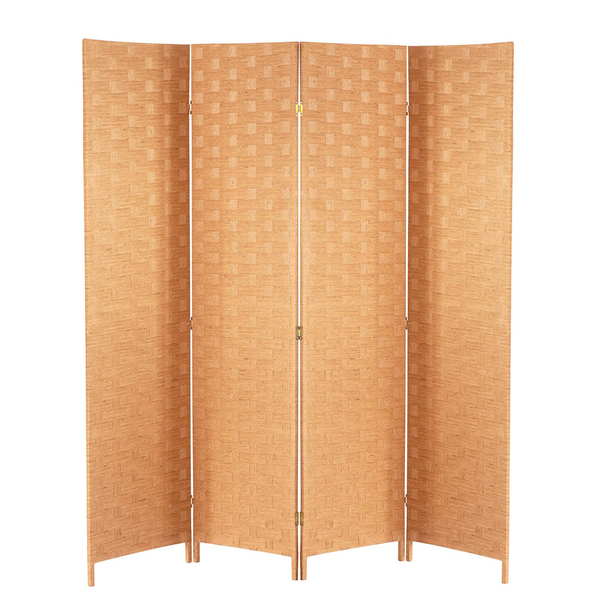 FDW wood mesh woven 4-panel screen provides flexible privacy for living spaces.